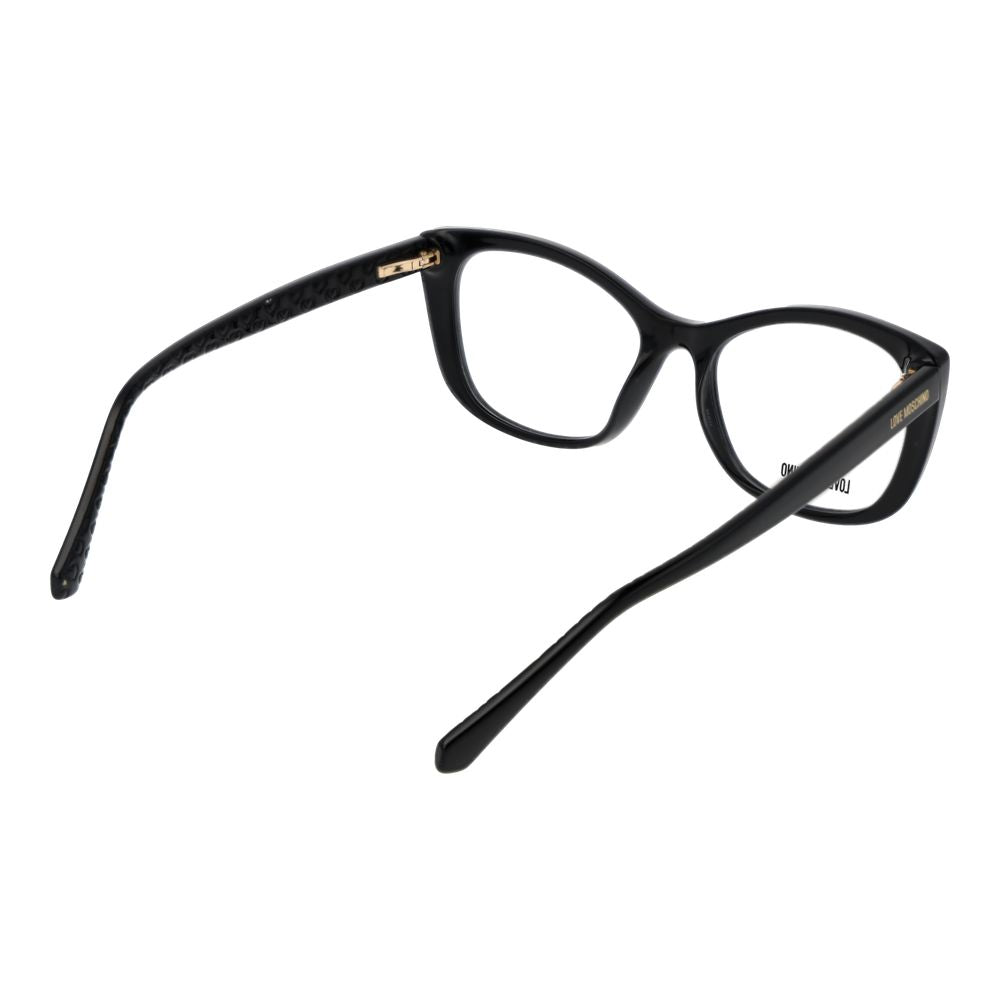 Love Moschino Black Cellulose Propionate Glasses (Frames), full-rim butterfly style for women with plastic demo lenses.
