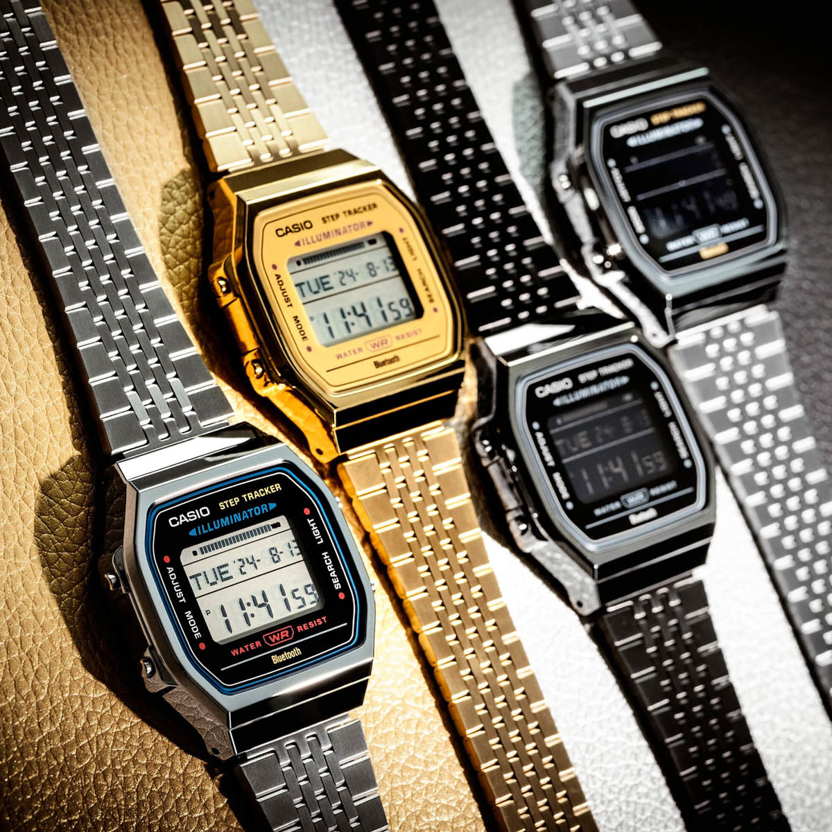 CASIO VINTAGE Mod. BLUETOOTH® SMARTPHONE LINK - GOLD - built-in accelerometer senses body movements + steps counter WATCHES CASIO COLLECTION & VINTAGE Wheat