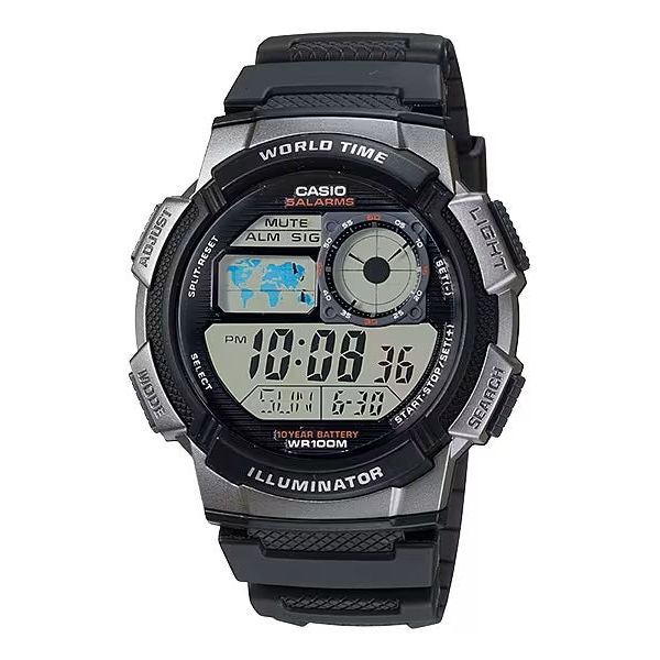 CASIO SPORT Mod. DIVER - WORLD TIME ILLUMINATOR 5 ALARMS. 10 YEARS BATTERY - GREY-0