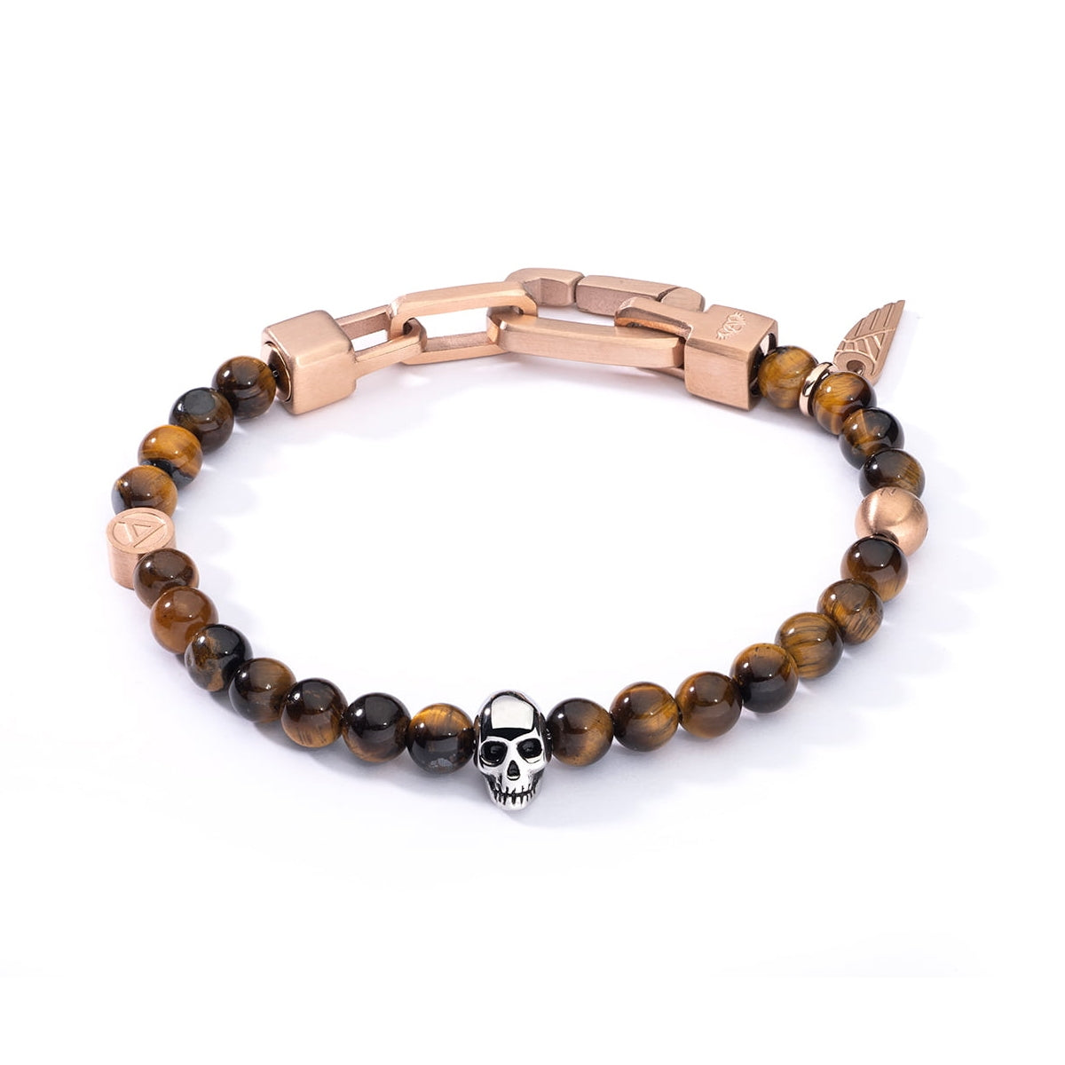 AN JEWELS JEWELRY Mod. AA.P255RBR beaded bracelet with skull charm and rose gold clasp
