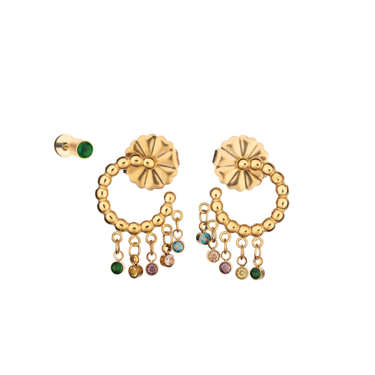 AN JEWELS JEWELRY Mod. AB.EP017 gold drop earrings with colorful gemstones