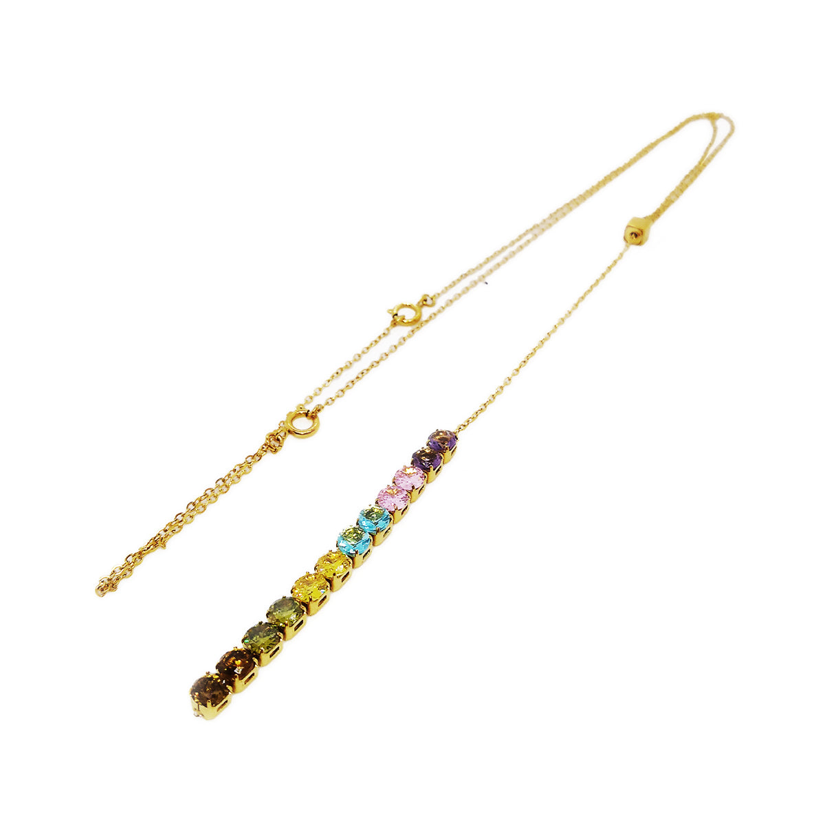 Golden necklace with multicolored gemstones, product AN JEWELS JEWELRY Mod. AL.NLIYSUM01 displayed on a white background