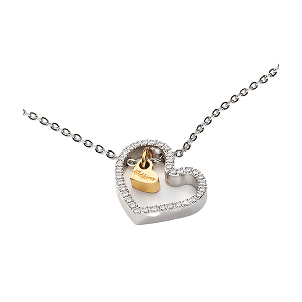 AN JEWELS JEWELRY Mod. AL.NLPA4SCZ heart-shaped necklace with gold and diamond accents on a silver chain.