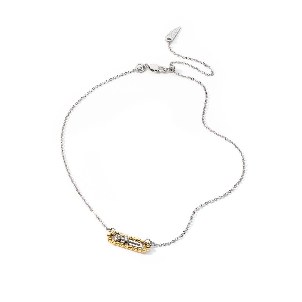 Delicate chain necklace, silver and gold design, AN JEWELS JEWELRY Mod. AL.NSOK01SYC, elegant fashion accessory.