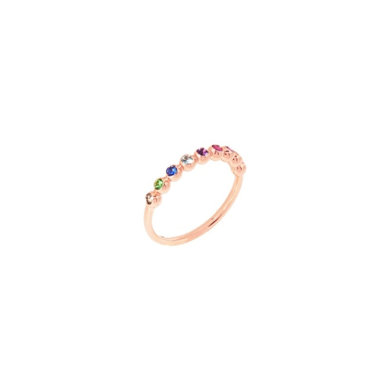 ANELLI DODO MOD. DAC3005BOLLIVA09R53 rose gold ring with colorful gemstones on white background.