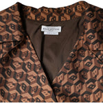 Ballantyne Brown Printed Long Sleeves V-neck Wrap Midi Dress DR81485-40