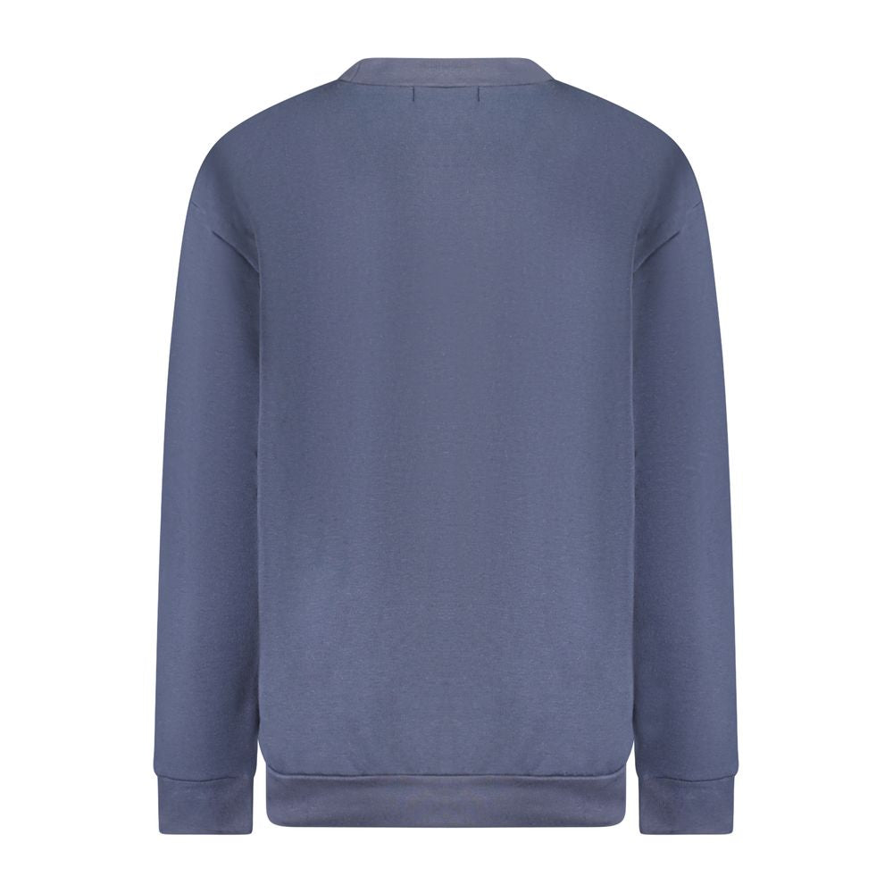Cavalli Class Blue Cotton Women Sweater, back view showcasing exclusive Italian craftsmanship and stylish design.