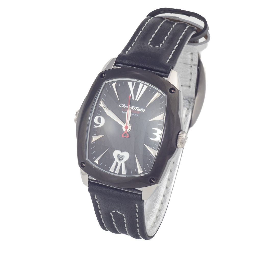 Chronotech Black Leather Dress Watch Chronotech