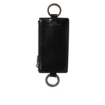 Dolce & Gabbana Black Leather Logo Embossed Lanyard Card Holde Wallet SMY11041