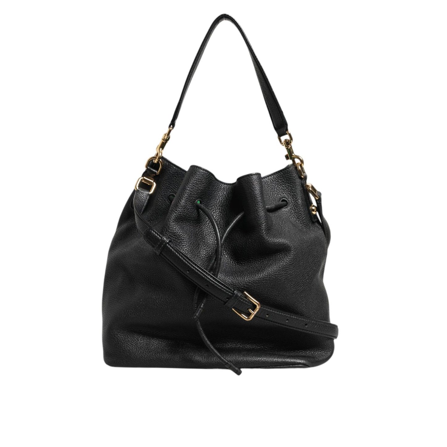 Dolce & Gabbana Black Leather Shoulder Crossbody Bucket Women Borse Bag
