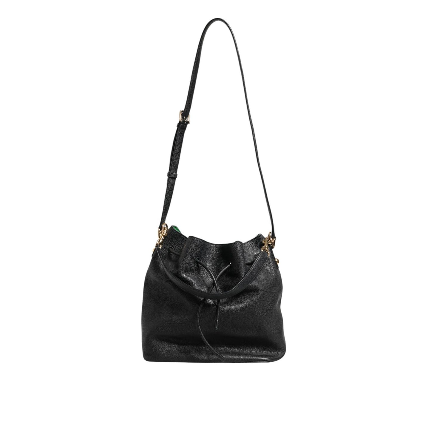 Dolce & Gabbana Black Leather Shoulder Crossbody Bucket Women Borse Bag