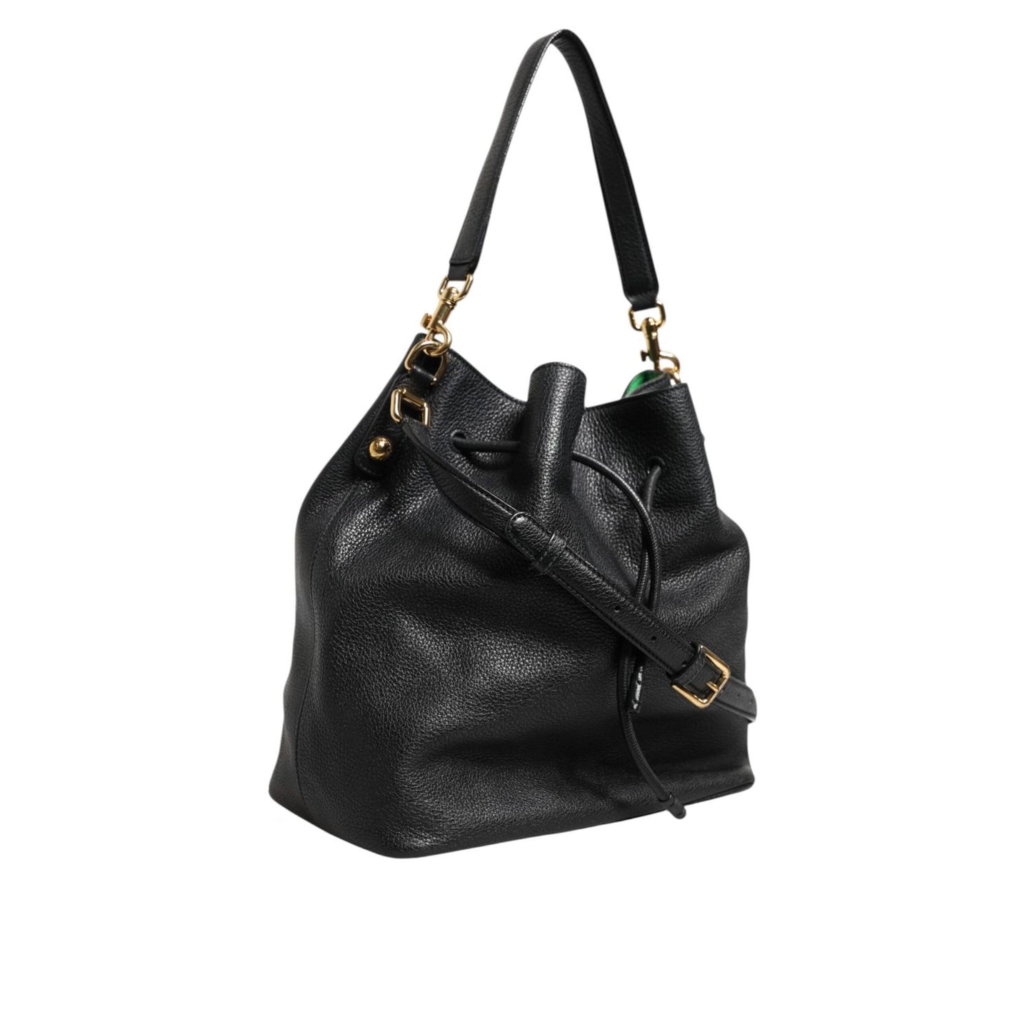 Dolce & Gabbana Black Leather Shoulder Crossbody Bucket Women Borse Bag