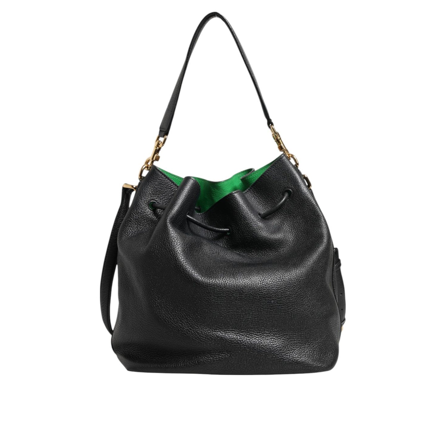 Dolce & Gabbana Black Leather Shoulder Crossbody Bucket Women Borse Bag