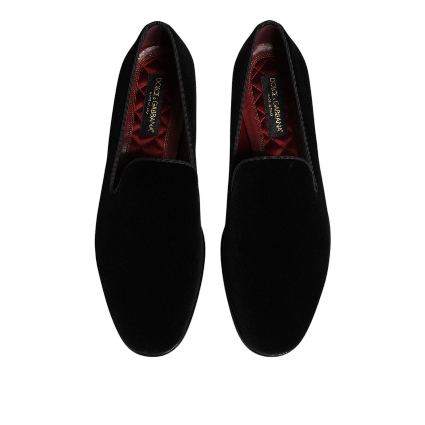 Dolce & Gabbana Black Velvet Slip On Men Loafers Formal Shoes MV8012-42
