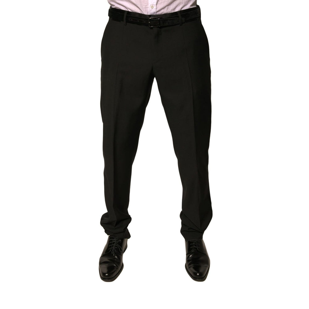 Dolce & Gabbana Black Wool Tapered Formal Dress Pants