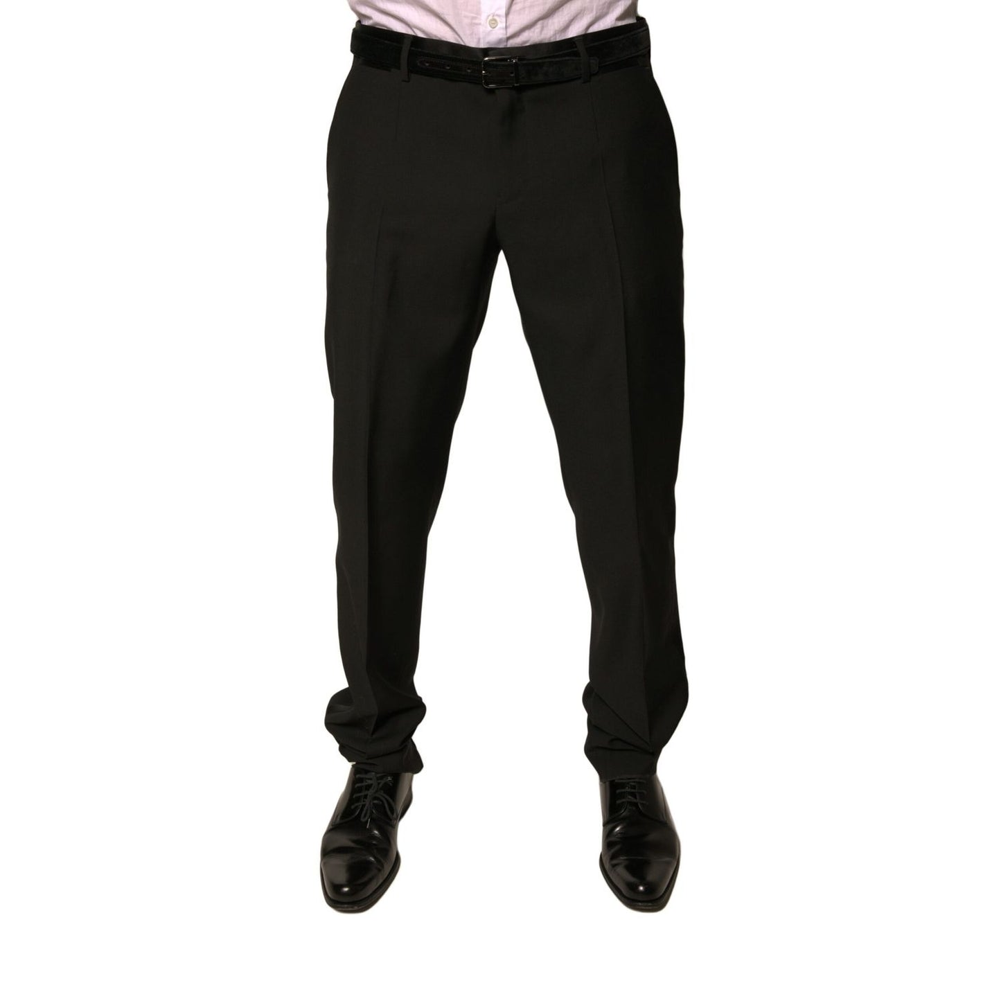 Dolce & Gabbana Black Wool Tapered Formal Dress Pants