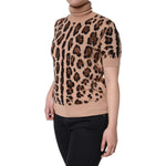 Dolce & Gabbana Beige Leopard Print Wool Turtleneck Top TSH86593-44