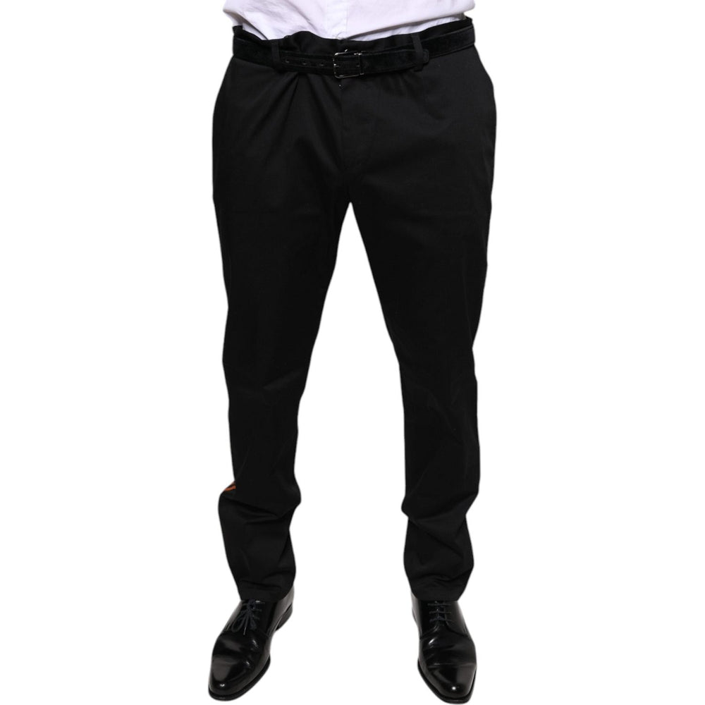 Dolce & Gabbana Black Cotton Stretch Skinny Men Dress Pants PAN75581-56