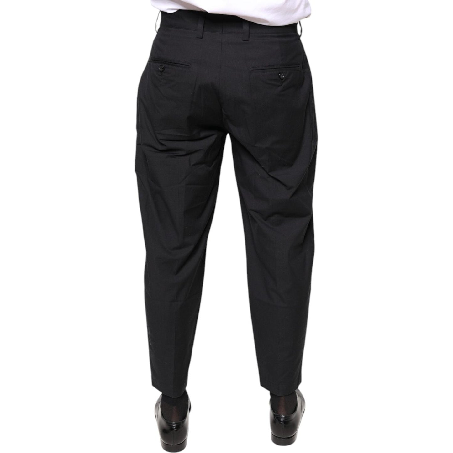 Dolce & Gabbana Black Crown Cotton Dress Pants PAN75587-46
