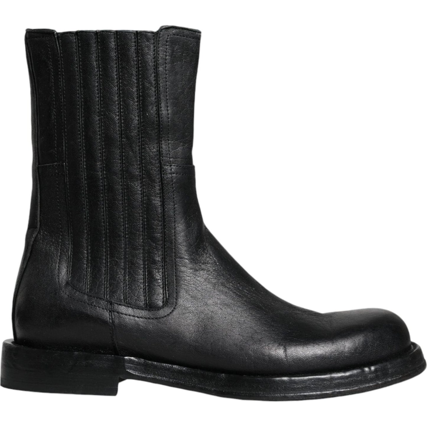 Dolce & Gabbana Black Horse Leather Mid Calf Boots Shoes MV6212-41