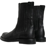 Dolce & Gabbana Black Horse Leather Mid Calf Boots Shoes MV6212-41