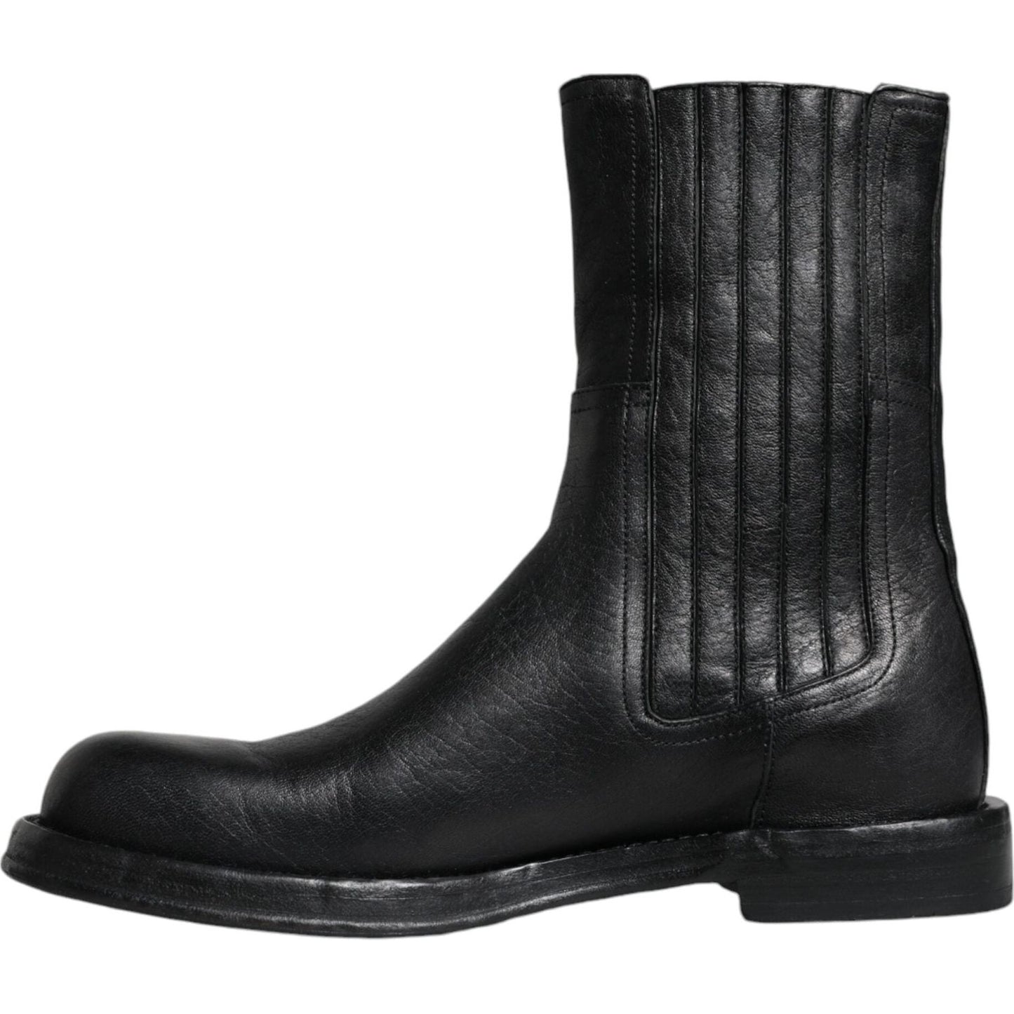 Dolce & Gabbana Black Horse Leather Mid Calf Boots Shoes MV6212-41