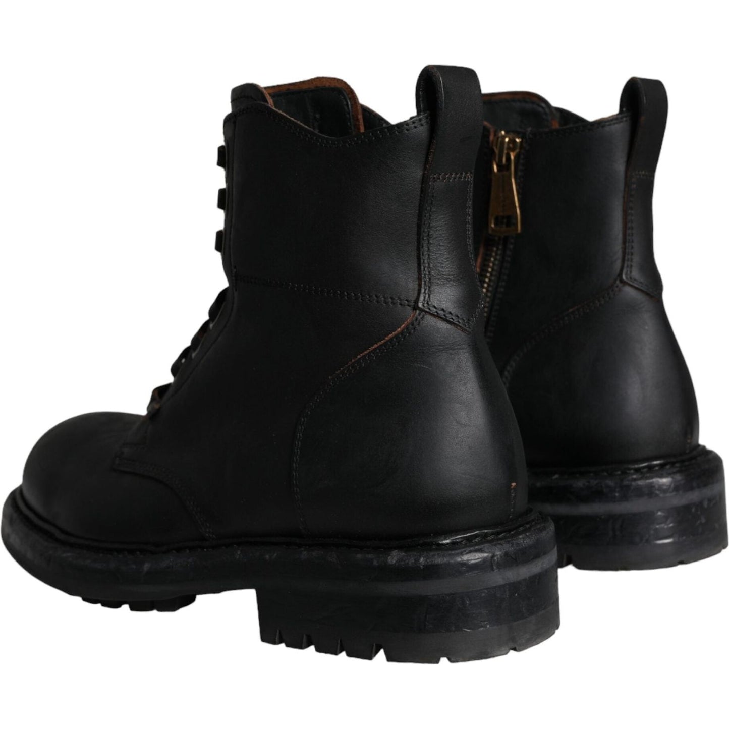Dolce & Gabbana Black Lace Up Mid Calf Boots Men Shoes MV5866-39