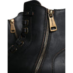 Dolce & Gabbana Black Lace Up Mid Calf Boots Men Shoes MV5866-39