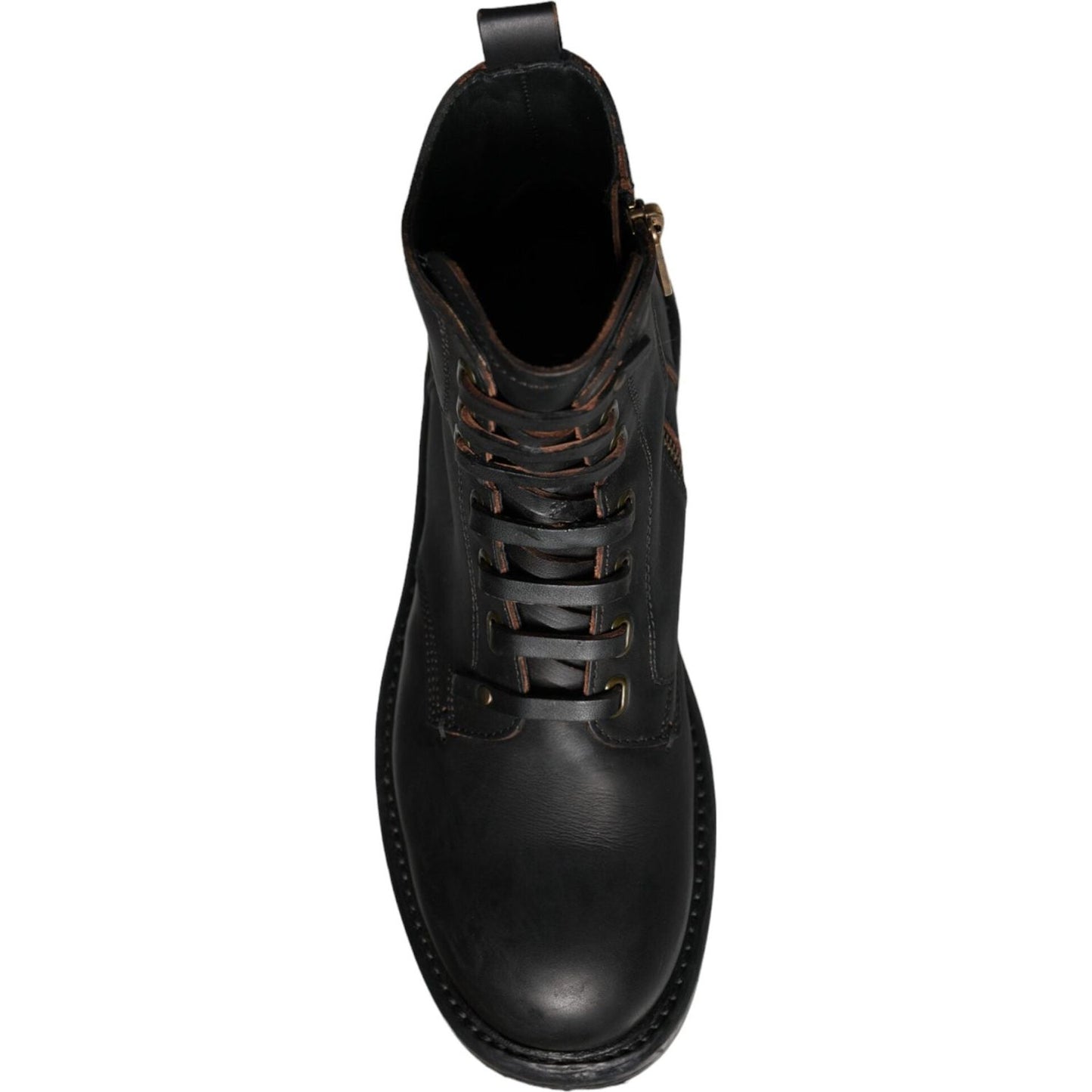 Dolce & Gabbana Black Lace Up Mid Calf Boots Men Shoes MV5866-39