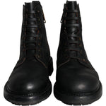 Dolce & Gabbana Black Lace Up Mid Calf Boots Men Shoes MV5868-45