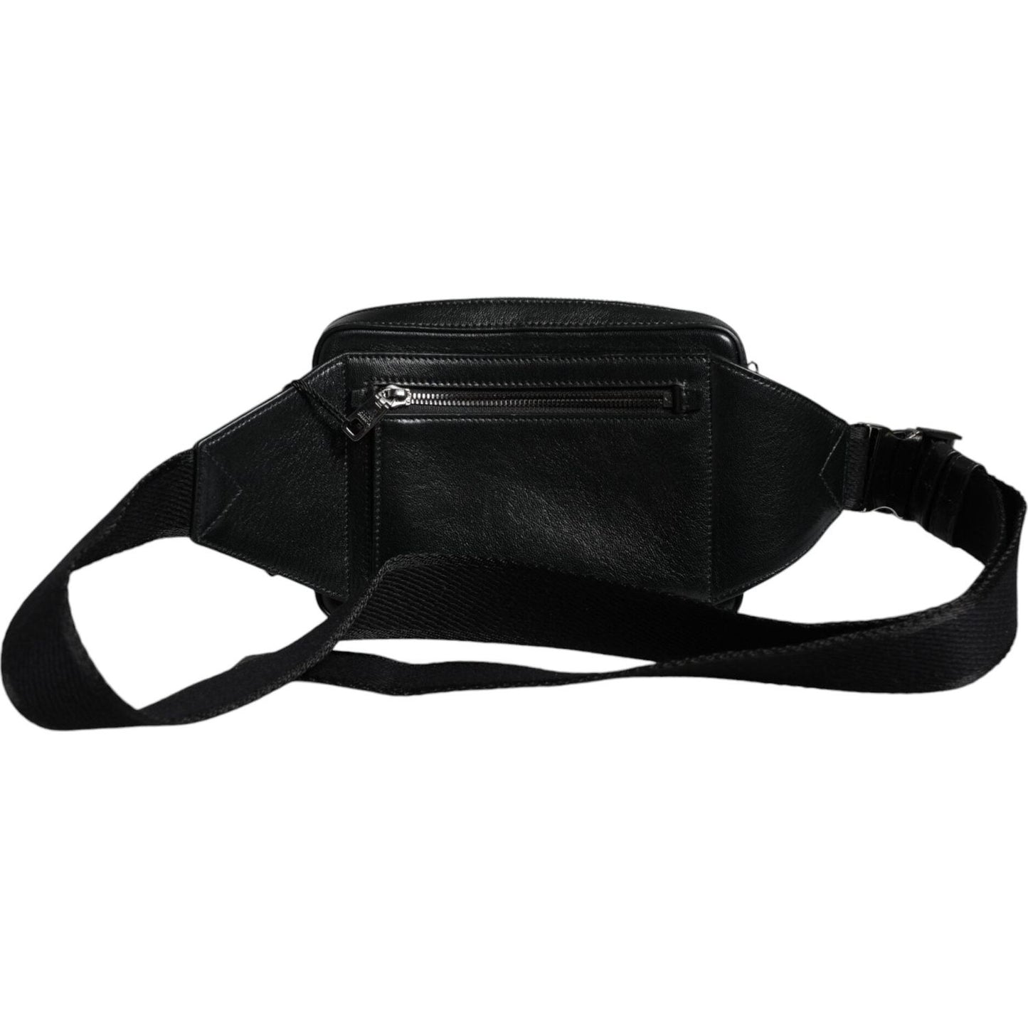 Dolce & Gabbana Black Leather LED Logo Belt Waist Fanny Pack Bag BAG4126