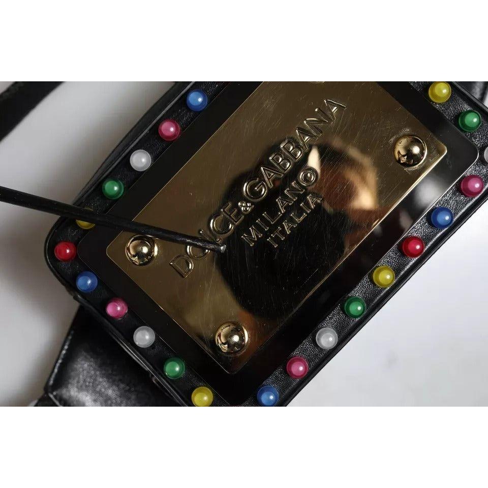 Dolce & Gabbana Black Leather LED Logo Belt Waist Fanny Pack Bag BAG4126