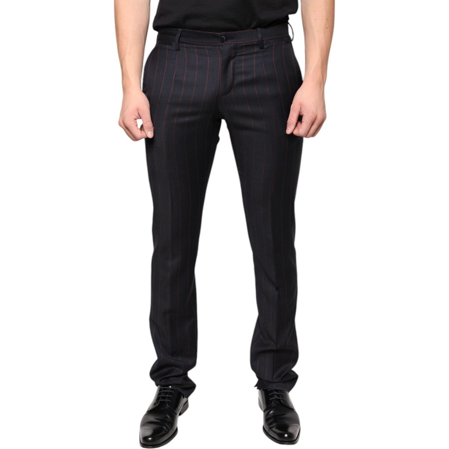 Dolce & Gabbana Black Stripes Skinny Men Dress Pants PAN75336-46