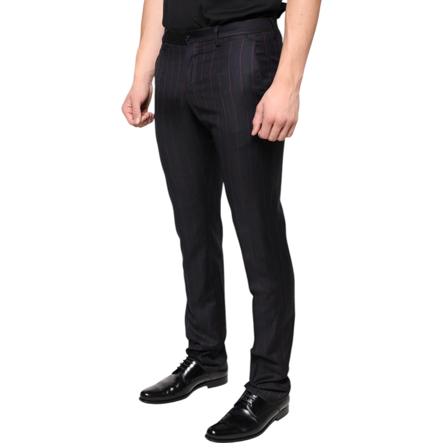 Dolce & Gabbana Black Stripes Skinny Men Dress Pants PAN75336-46
