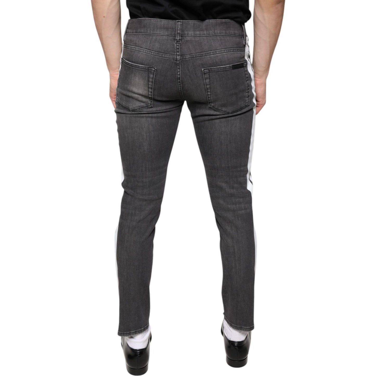 Dolce & Gabbana Black Tattered Cotton Skinny Men Denim Jeans PAN74862-46