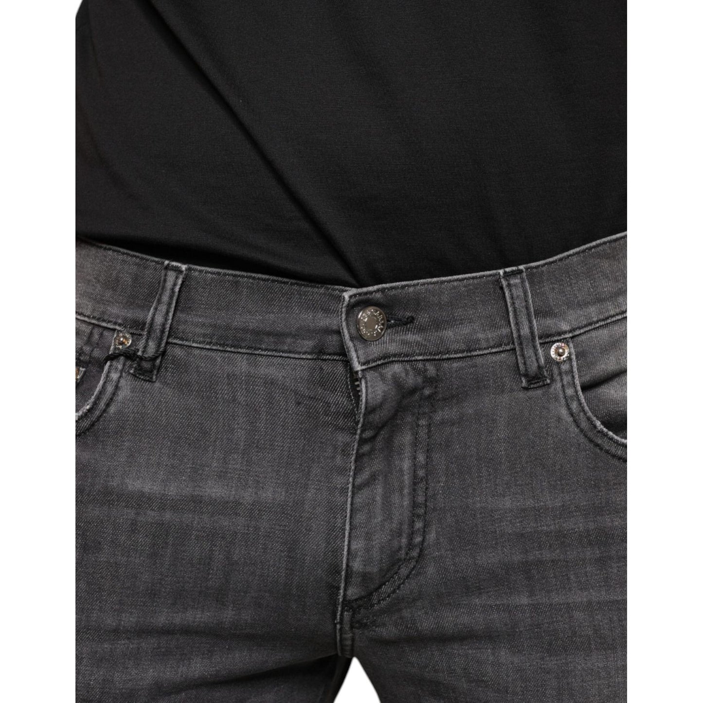 Dolce & Gabbana Black Tattered Cotton Skinny Men Denim Jeans PAN74862-46