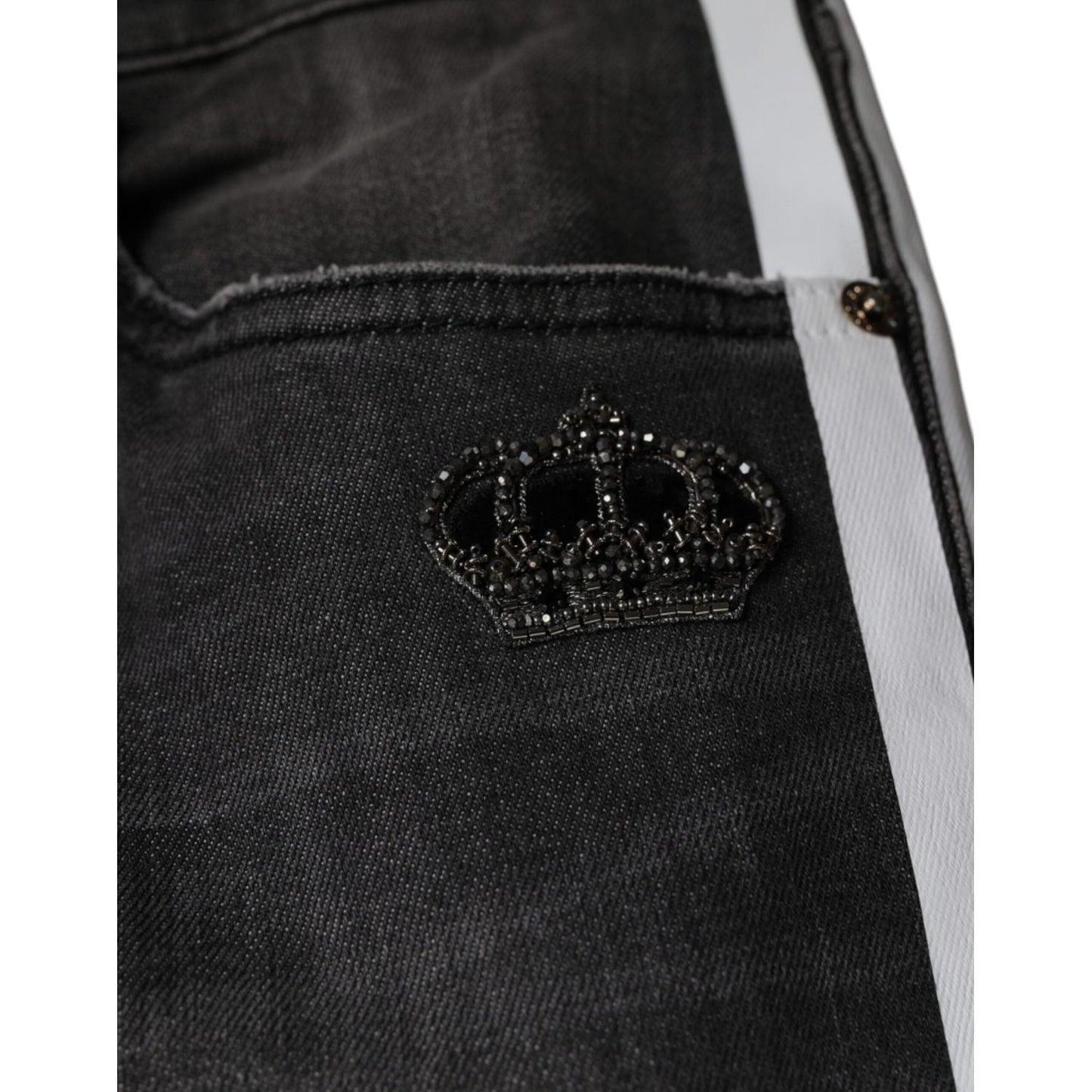 Dolce & Gabbana Black Tattered Cotton Skinny Men Denim Jeans PAN74862-46