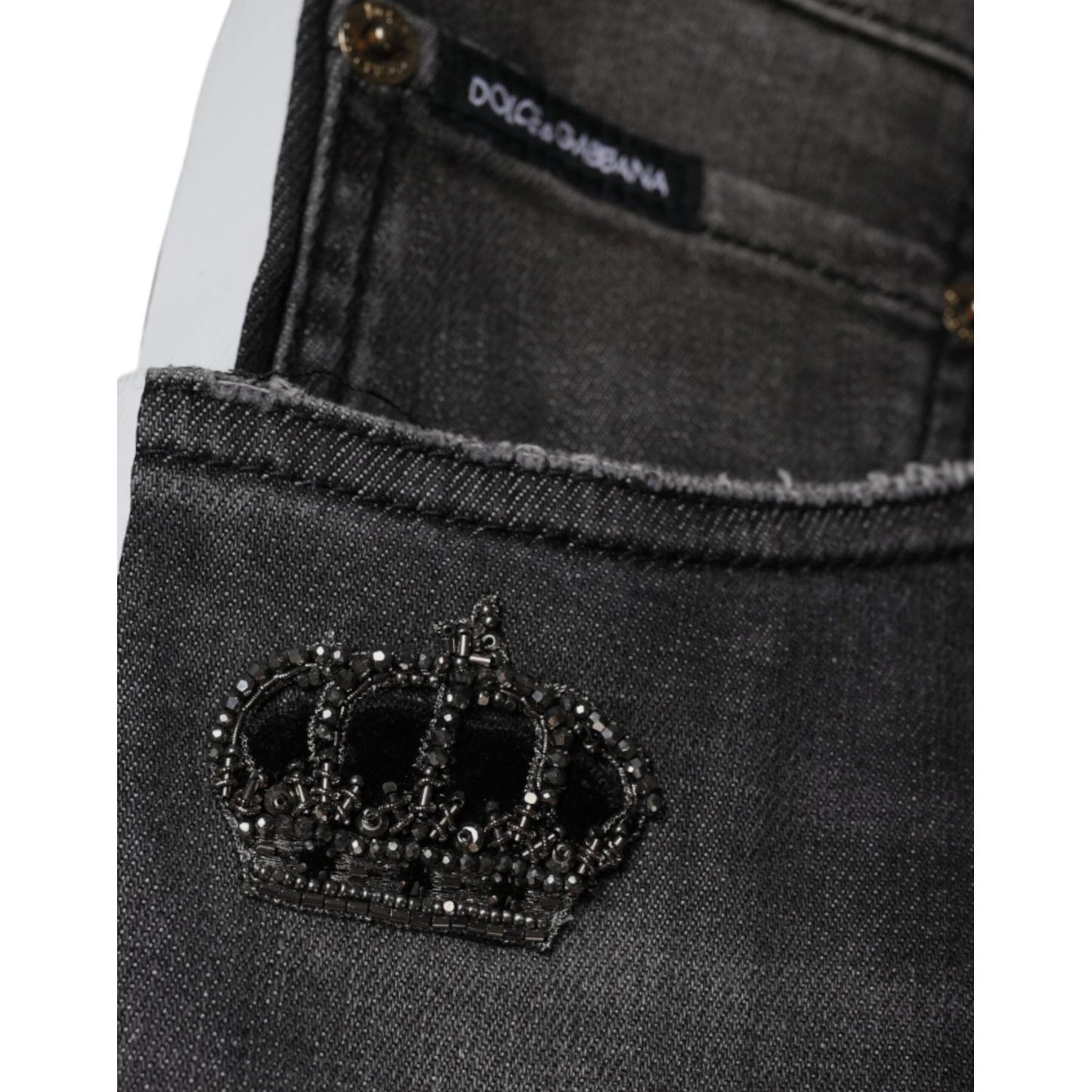 Dolce & Gabbana Black Tattered Cotton Skinny Men Denim Jeans PAN74862-46