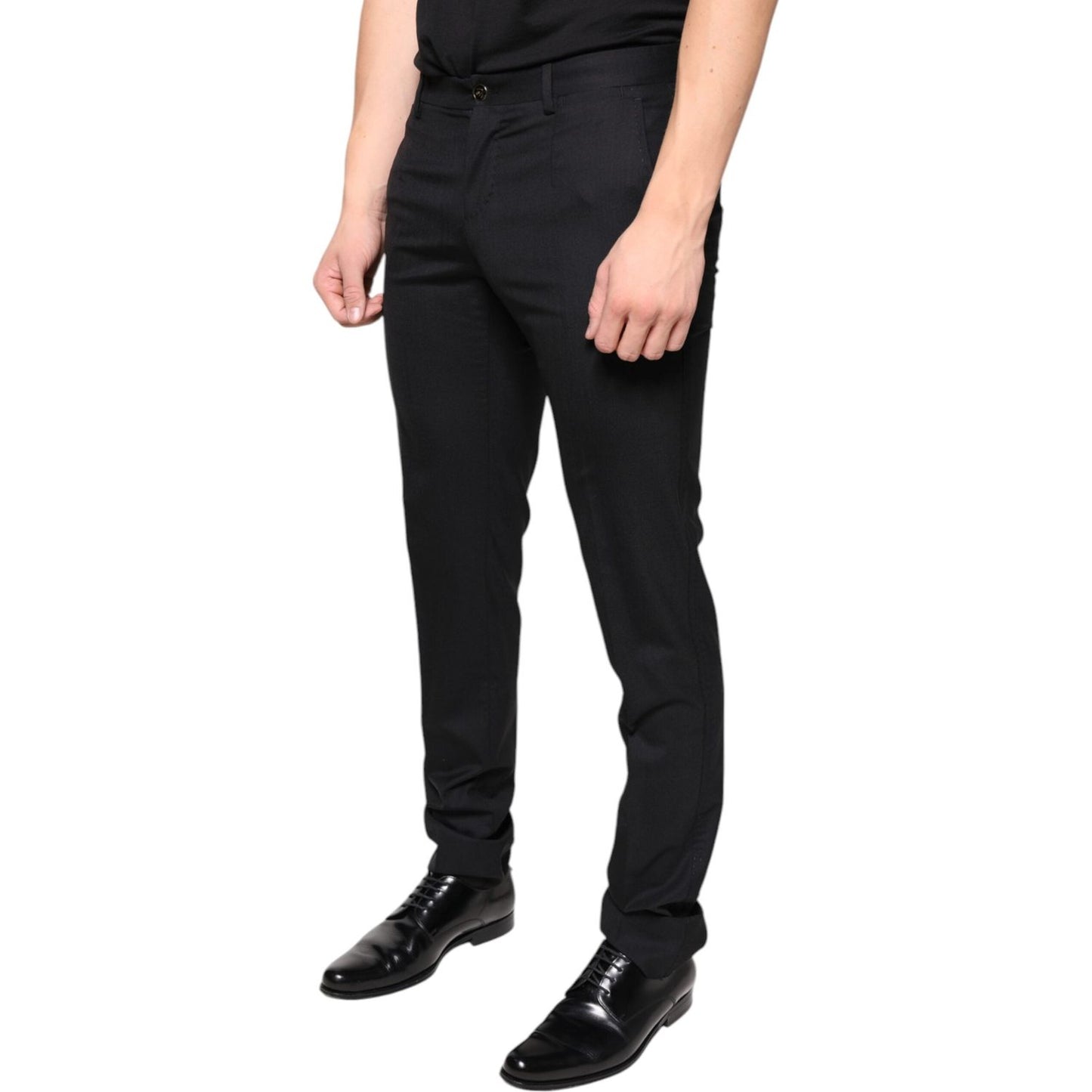 Dolce & Gabbana Black Wool Skinny Men Dress Pants PAN75337-46