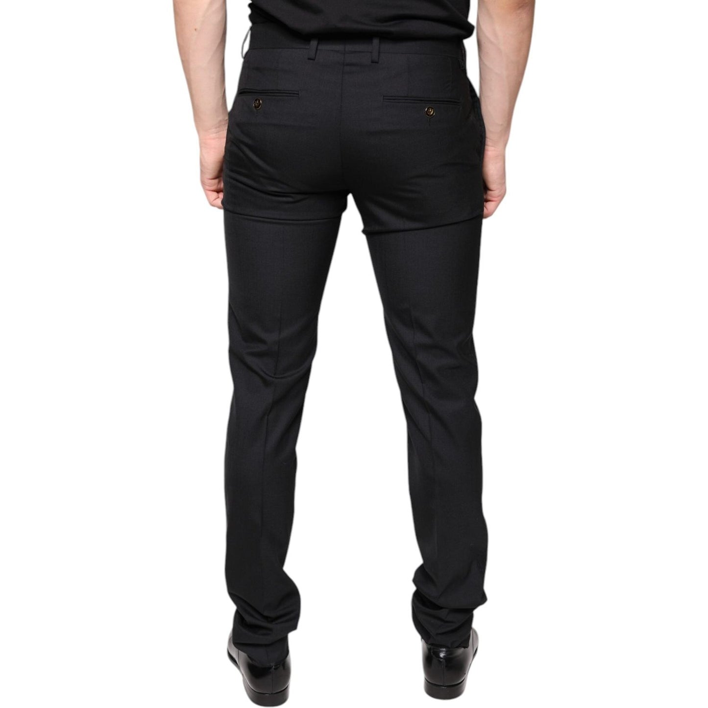 Dolce & Gabbana Black Wool Skinny Men Dress Pants PAN75337-46