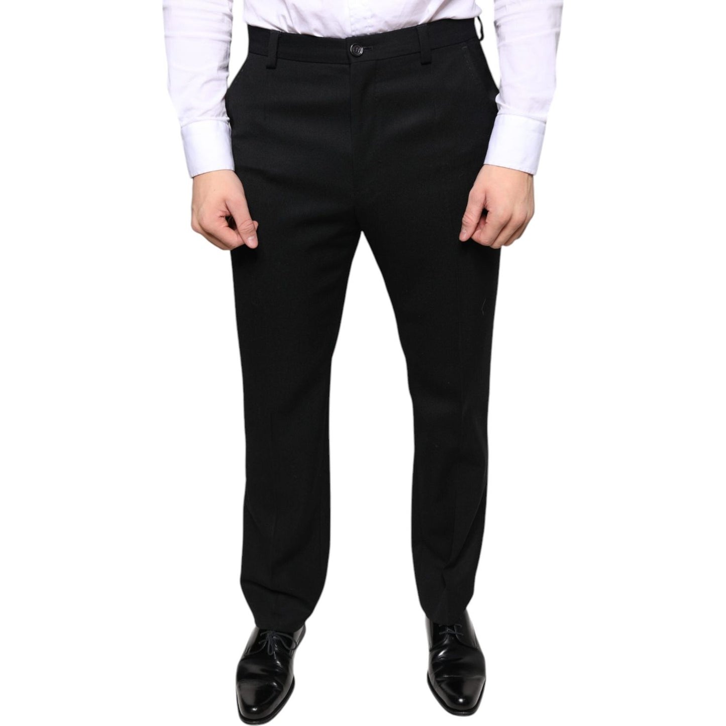 Dolce & Gabbana Black Wool Skinny Men Dress Pants PAN75354-48