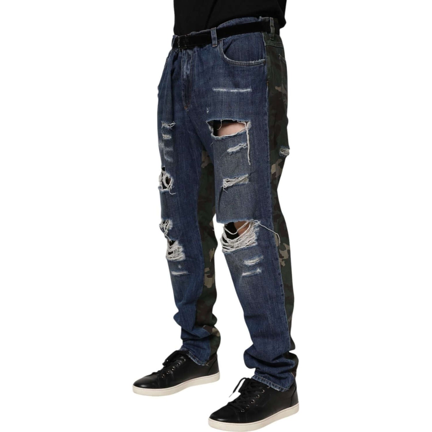 Dolce & Gabbana Blue Cotton Camouflage Denim Jeans PAN76409-58