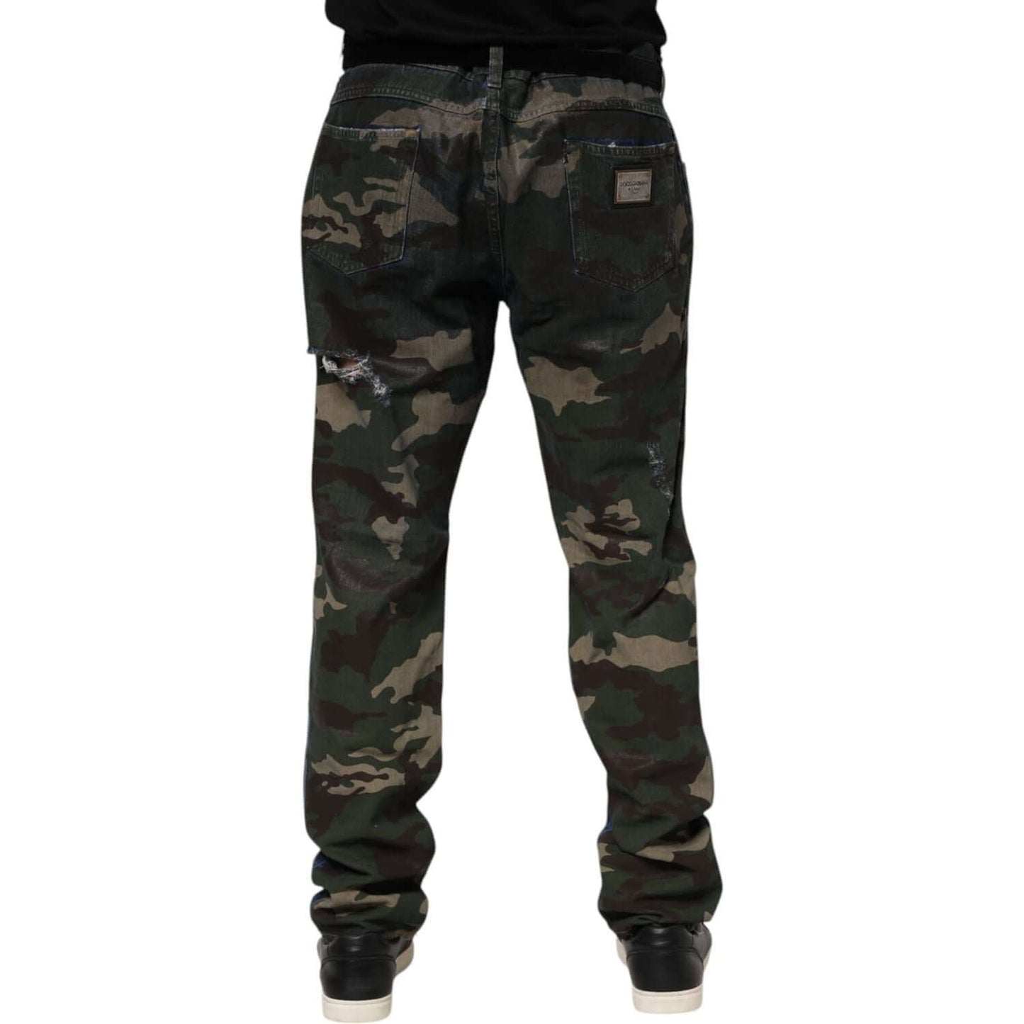 Dolce & Gabbana Blue Cotton Camouflage Denim Jeans PAN76409-58