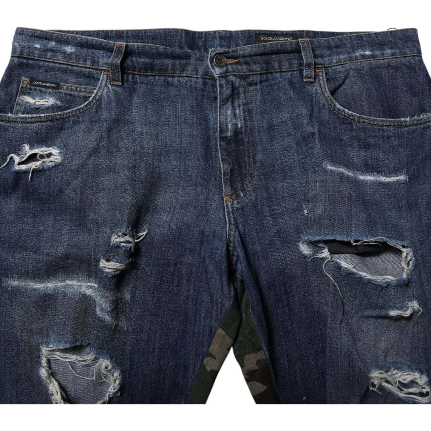 Dolce & Gabbana Blue Cotton Camouflage Denim Jeans PAN76409-58