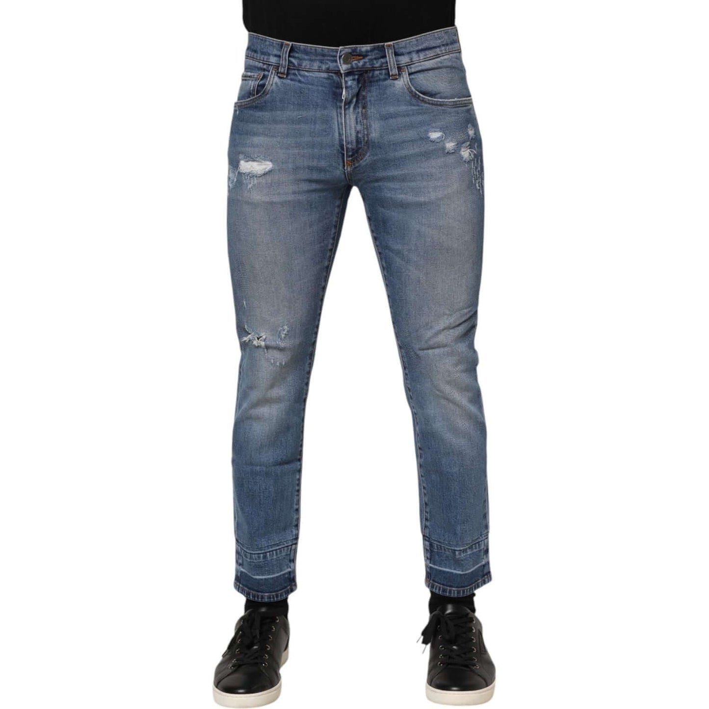 Dolce & Gabbana Blue Cotton Logo Plaque COMFORT Denim Jeans PAN76415-48