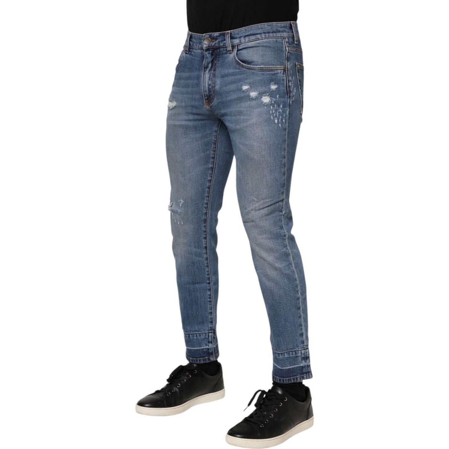 Dolce & Gabbana Blue Cotton Logo Plaque COMFORT Denim Jeans PAN76415-48