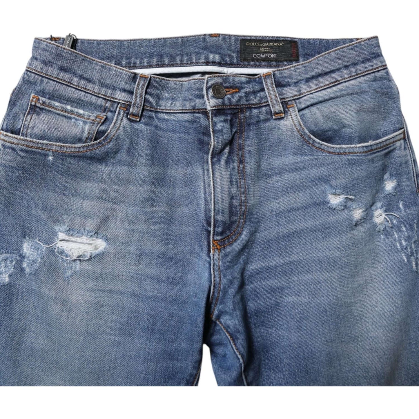 Dolce & Gabbana Blue Cotton Logo Plaque COMFORT Denim Jeans PAN76415-48