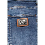 Dolce & Gabbana Blue Cotton Logo Plaque Denim Jeans PAN76402-48