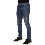 Dolce & Gabbana Blue Cotton Logo Plaque Skinny Men Denim Jeans PAN76403-46