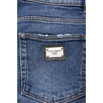 Dolce & Gabbana Blue Cotton Logo Plaque Skinny Men Denim Jeans PAN76403-46